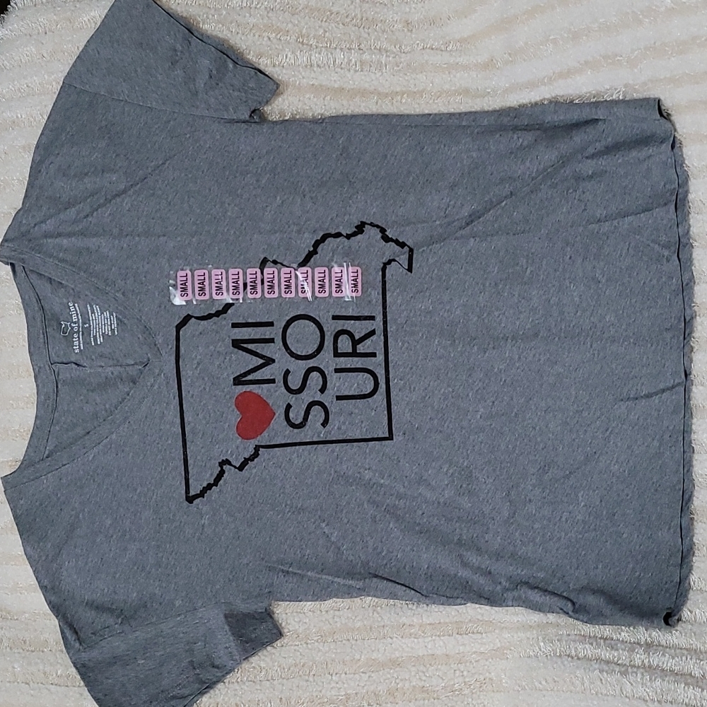 NEW Womens Missouri State of mine Heart Logo Tee t-shirt Gray short sleeve Small - Picture 1 of 4
